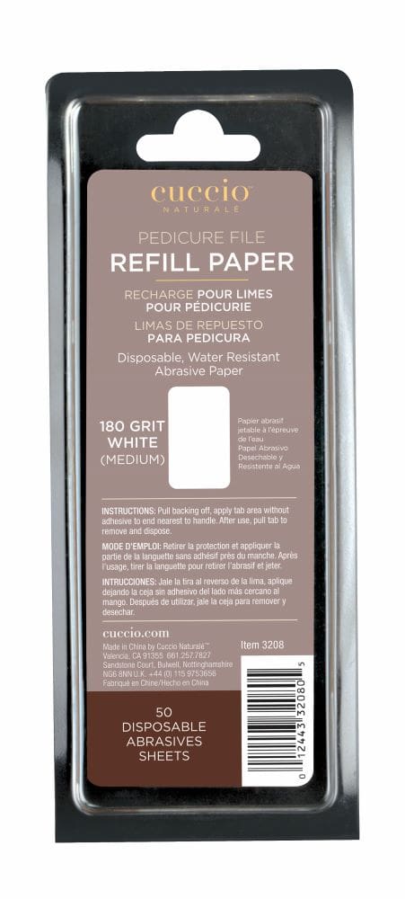 Stainless Steel Pedicure File Refills x 50 (White medium 180 Grit)